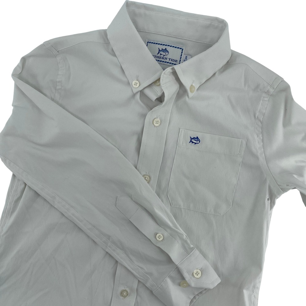 Southern Tide Kids‎ Intercoastal White Button Down Shirt Size S 6-7